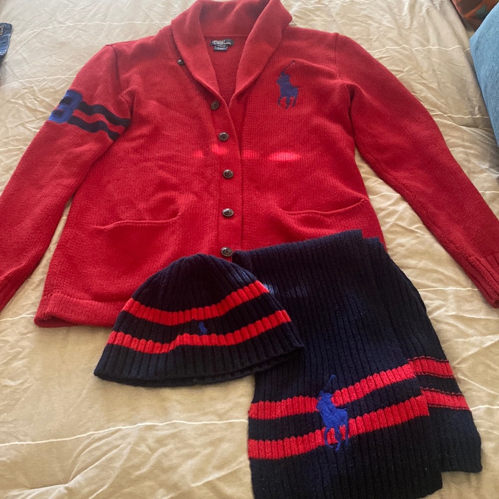 Vintage poloRalph Lauren sweater and scarf set size 8-20 big boys